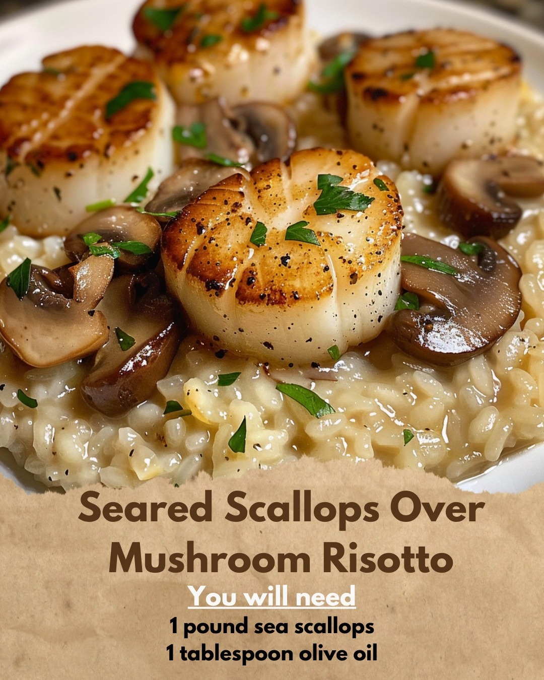 Pan-Seared Scallops with Mushroom Risotto - Sora Recipes