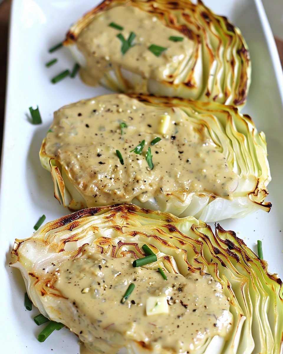 Caramelized Cabbage with Dijon Drizzle