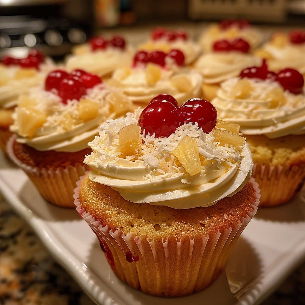 Pineapple Cherry Cupcakes