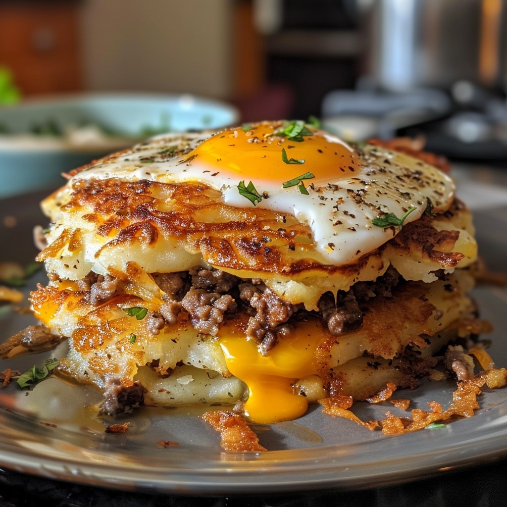 Cheesy Beef Potato Pancakes Recipe