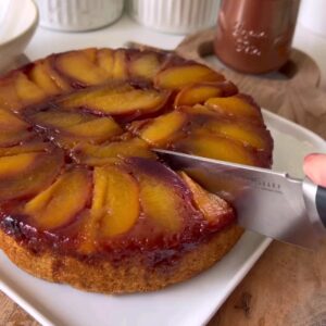 Golden Peach Delight: A Delectable Twist on Upside-Down Cake