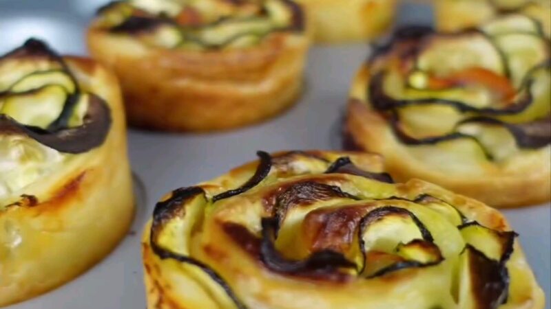 Puff Pastry Roses with Zucchini and Salmon