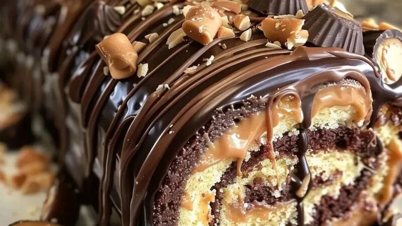 Delicious Peanut Butter Cup Cake Roll