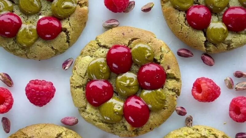 Easy Pistachio Raspberry Cookies