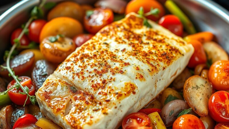 Juicy Cod Fillet Pan with a Medley of Flavorful Vegetables