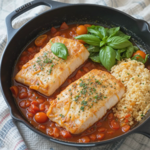 Pan-Seared Mediterranean Cod | Easy Tomato Basil Sauce Recipe